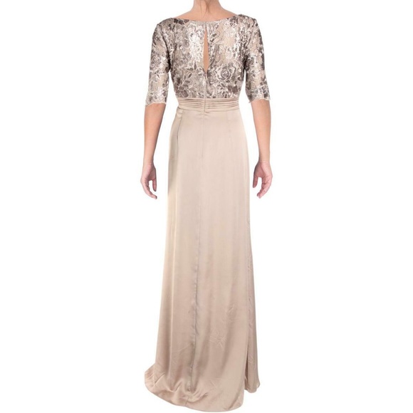 NEW Adrianna Papell Floral Sequin Embroidered‎ Gown in Light Mink [SZ 4 ] - Picture 3 of 13